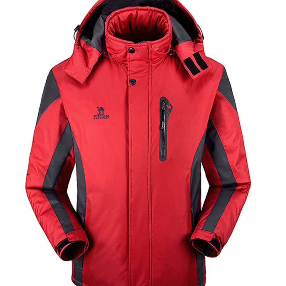 Men's  Ski Jacket Thick Hooded Parka Warm